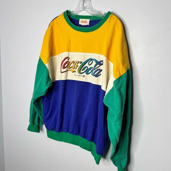 Vintage color block Coca-Cola sweatshirt size large - Picture 2 of 7